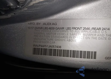 2018 Audi S5 3.0T Premium Plus z USA, uszkodzony, nr VIN WAUP4AF51JA057408